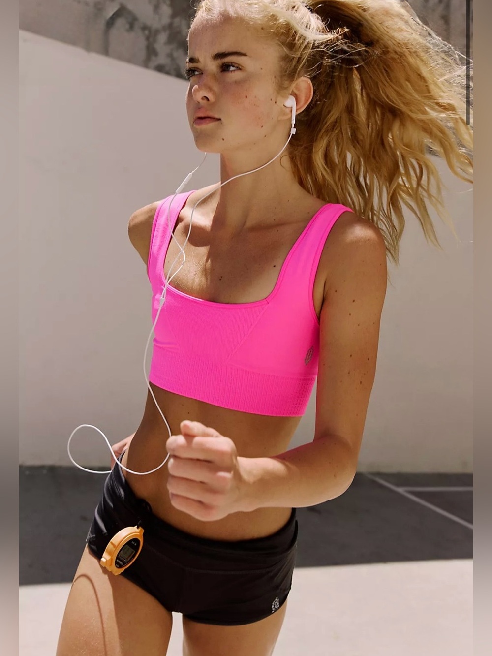 Free People Movement Hot Pink Good Karma Square Neck Sports Bra Size M/L - Picture 2 of 10
